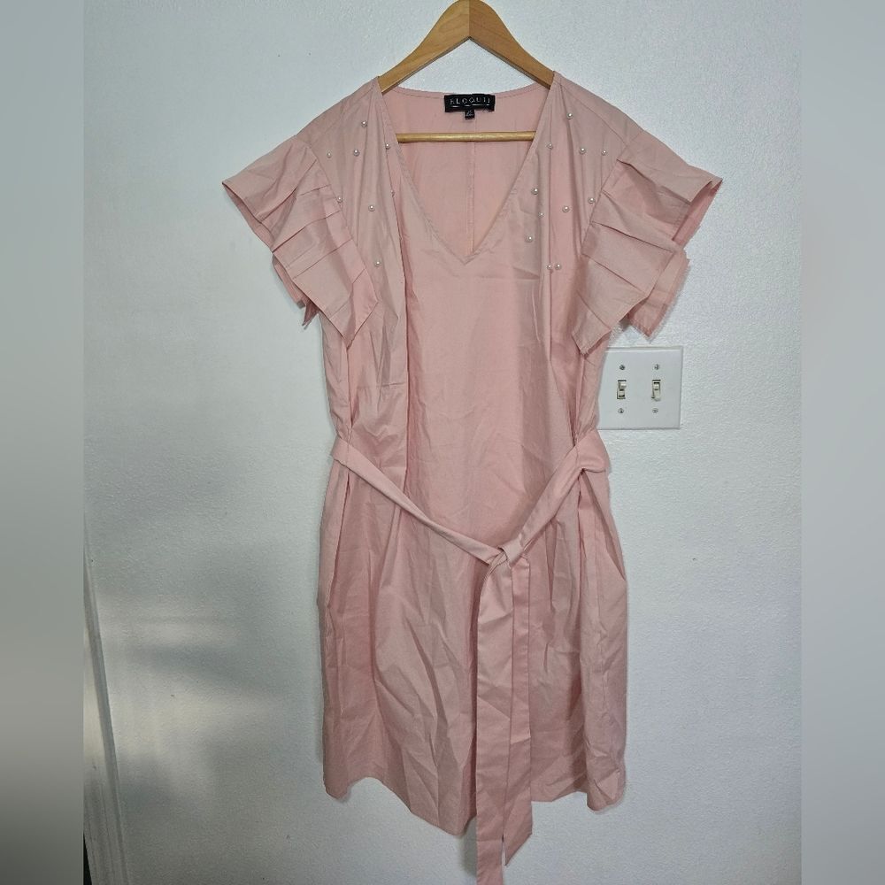 Eloquii Pearl Embellished Light Pink Dress Size 14